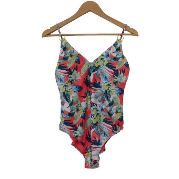 NEW Vigoss Womens Swimsuit Strappy One Piece Size Medium Tropical Print - Picture 1 of 6